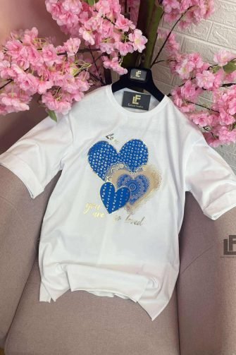 Тениска LFS Lovely Hearts White 9808